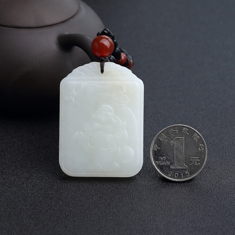俄罗斯山料和田白玉吊坠-红掌柜
