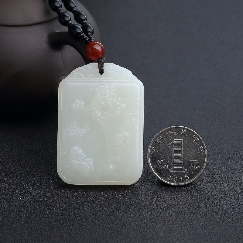 和田白玉望子成龙吊坠-红掌柜