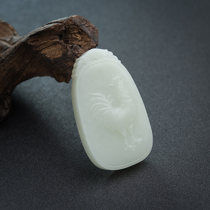 和田白玉雄鸡吊坠-红掌柜