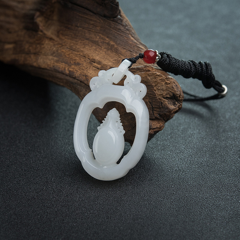 山料和田白玉宝瓶吊坠-红掌柜