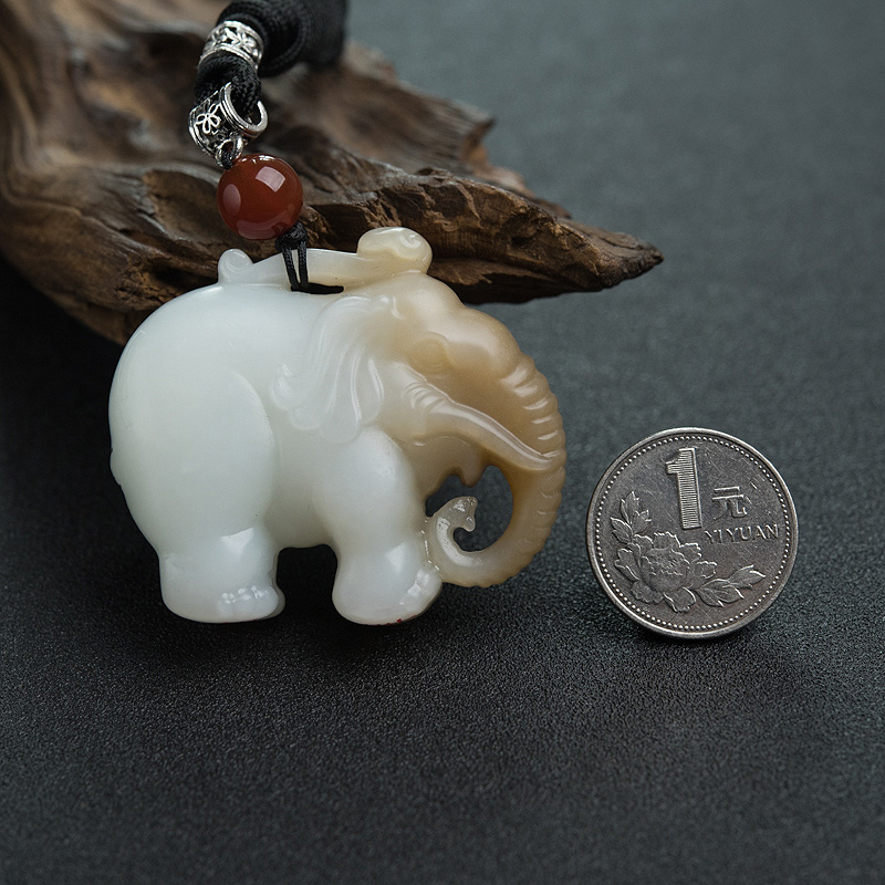 俄罗斯天然和田玉吉祥如意吊坠-红掌柜