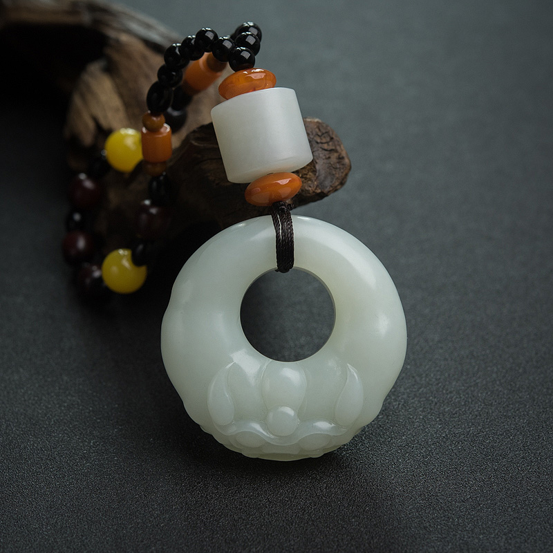 山料和田白玉兽面手把件-红掌柜