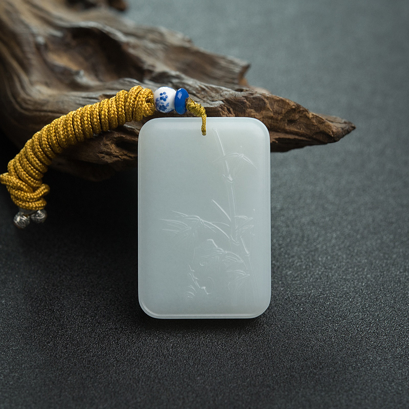 山料和田白玉竹报平安吊坠-红掌柜