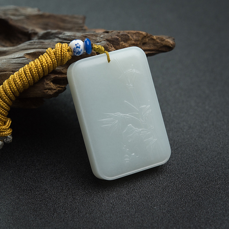 和田白玉竹报平安吊坠-红掌柜