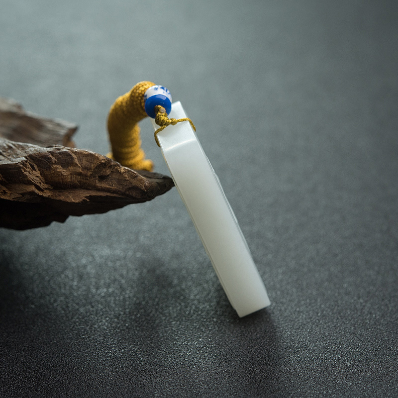 天然和田玉竹报平安吊坠-红掌柜