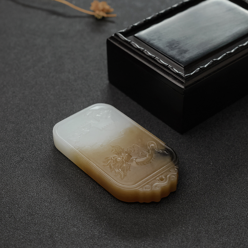 山料和田玉山水意境牌-红掌柜