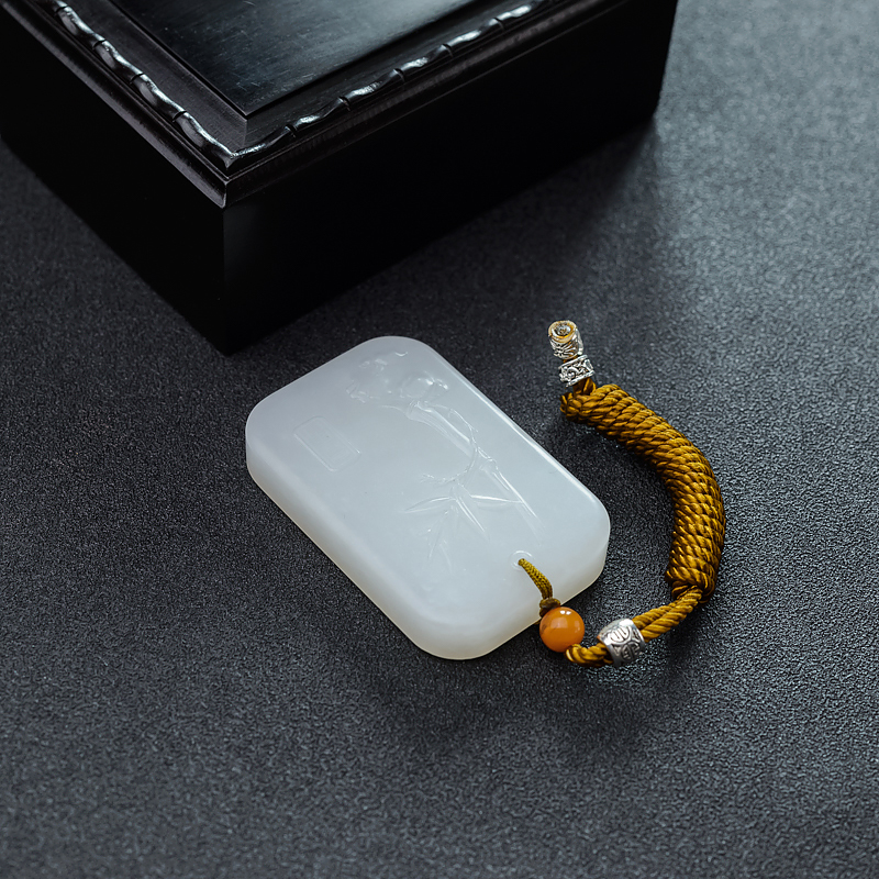 俄料和田白玉吊坠-红掌柜