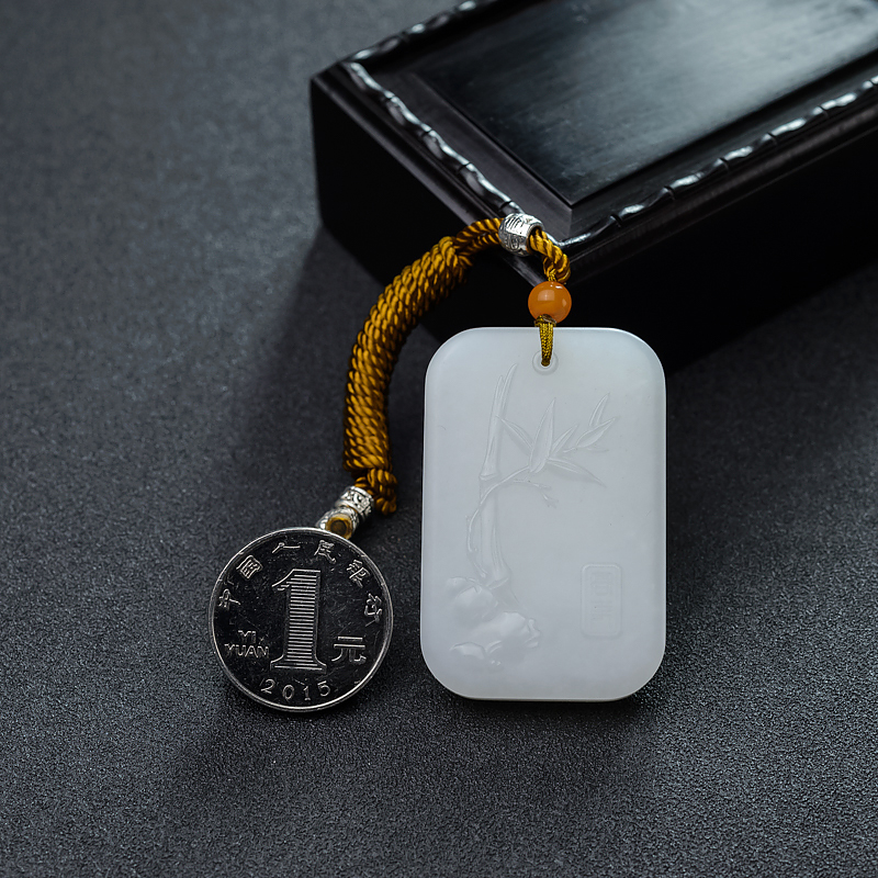 俄料和田白玉吊坠-红掌柜