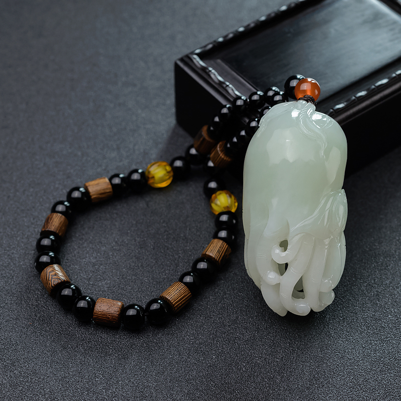 山料和田白玉佛手瓜手把件-红掌柜