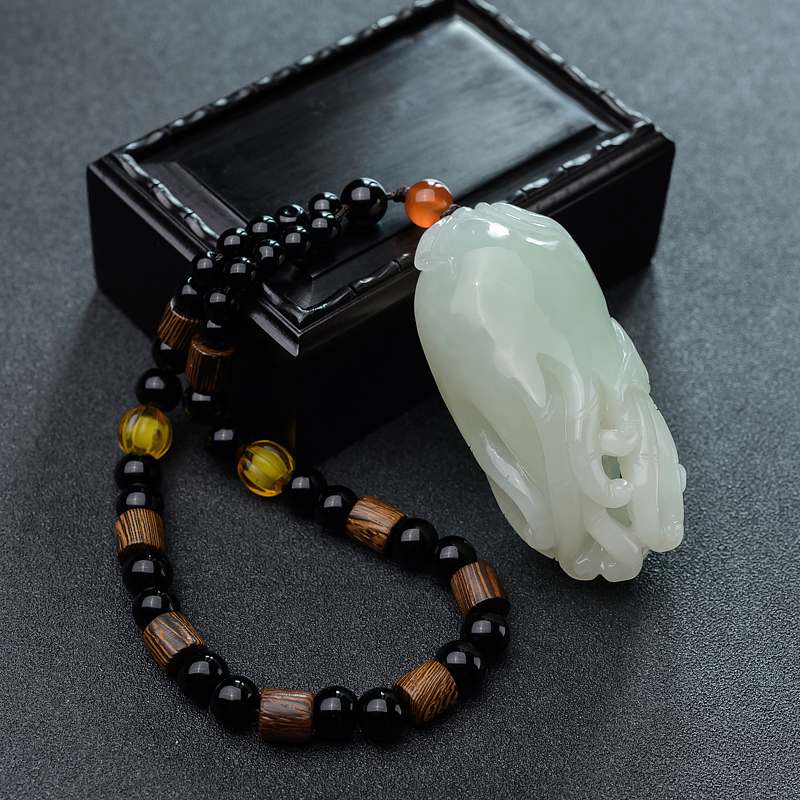 山料和田白玉手把件-红掌柜