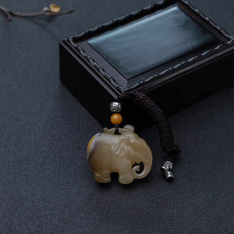 天然山料和田玉如意吉祥吊坠-红掌柜