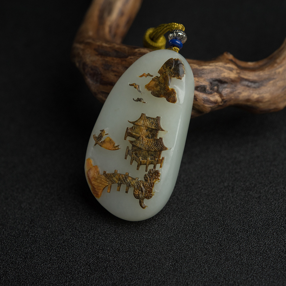 山料和田玉山水意境吊坠-红掌柜