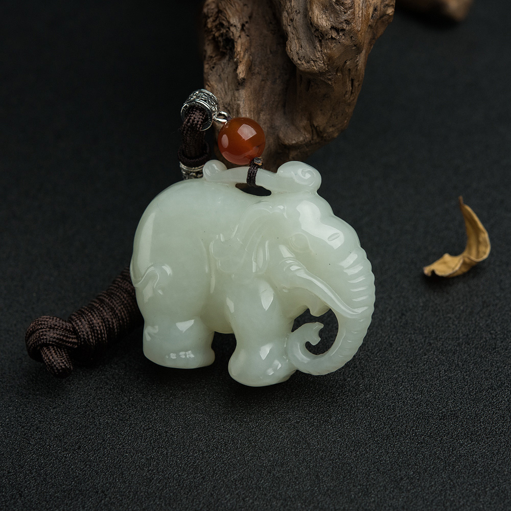 山料和田青白玉吊坠-红掌柜