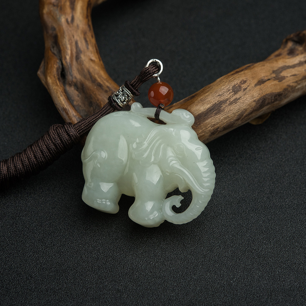 和田青白玉大象-红掌柜