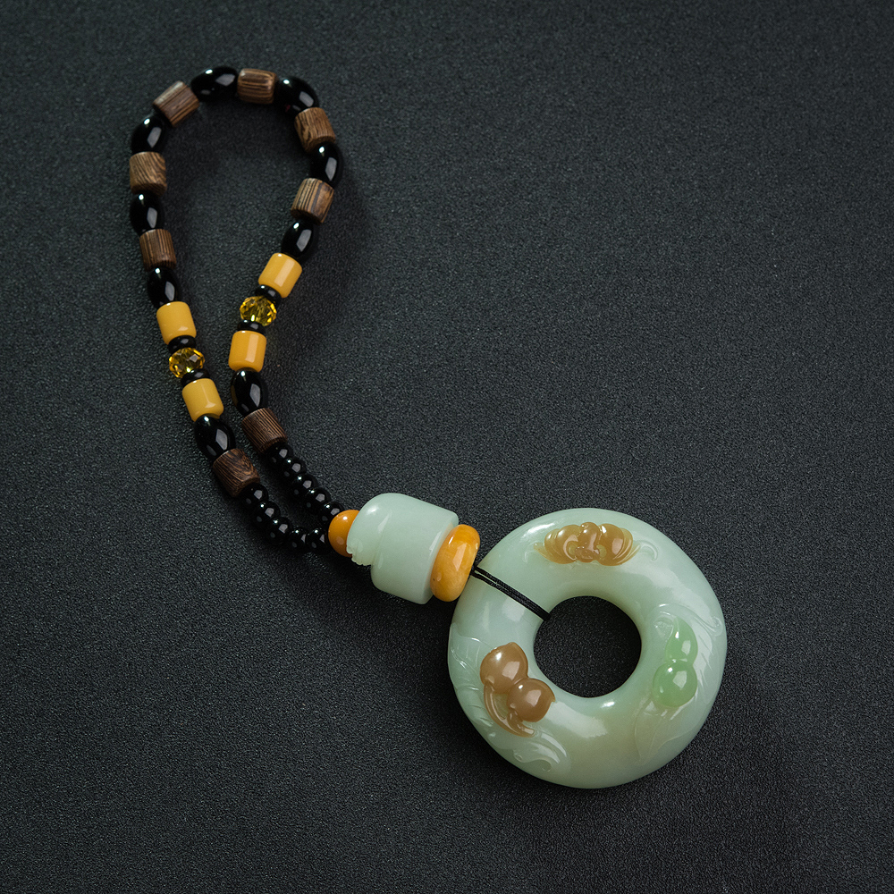 山料俏色和田玉福禄寿手把件-红掌柜