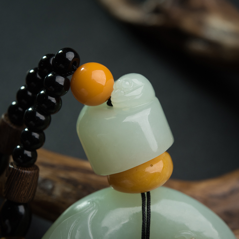 天然和田玉福禄寿手把件-红掌柜