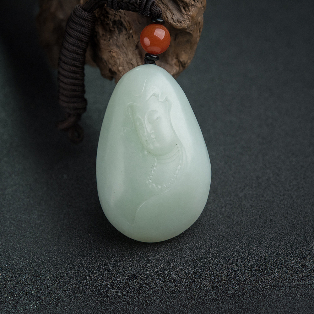 山料和田白玉观音吊坠-红掌柜