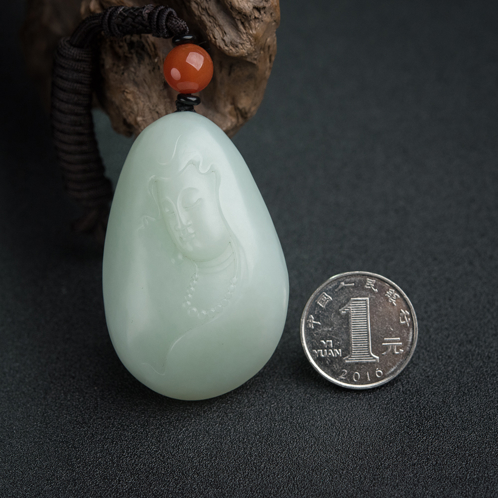 天然和田玉观音挂坠-红掌柜