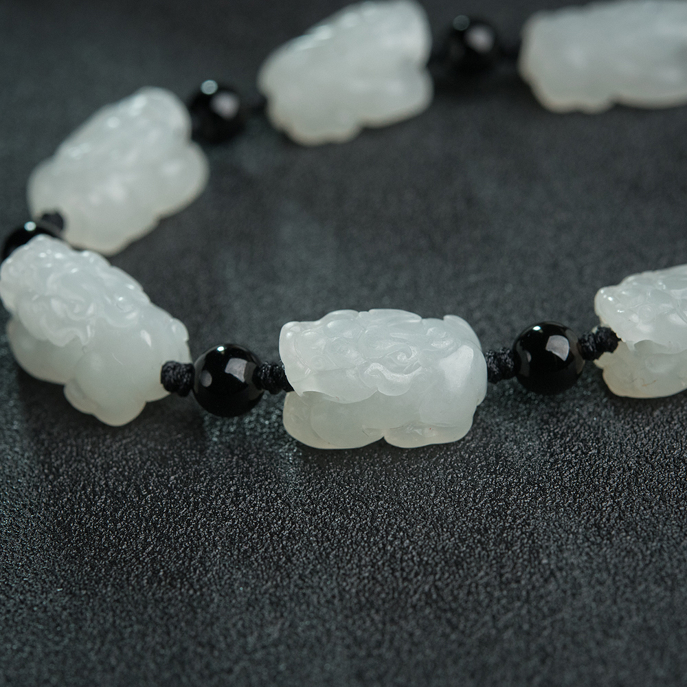 俄罗斯山料和田白玉手链-红掌柜