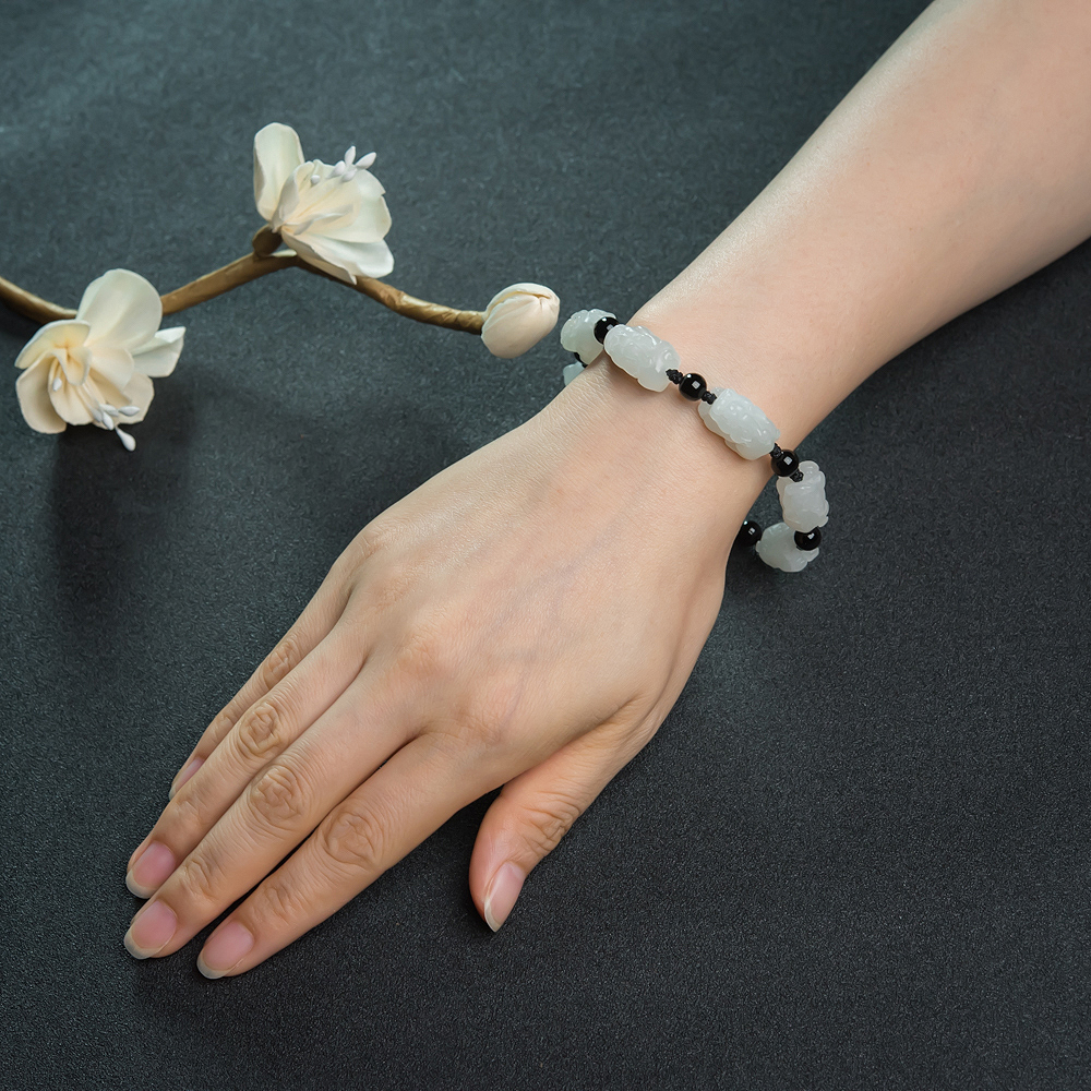 俄罗斯天然和田玉手链-红掌柜