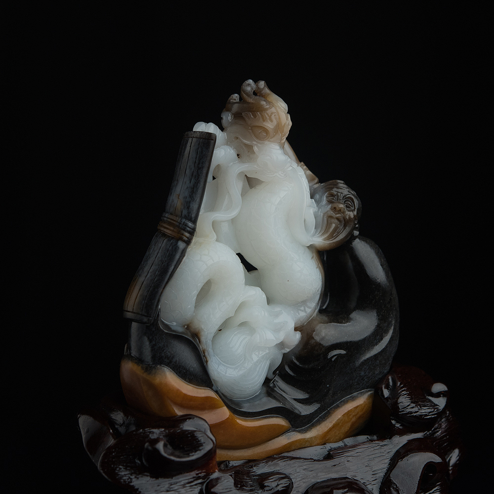 山料和田玉画龙点睛摆件-红掌柜