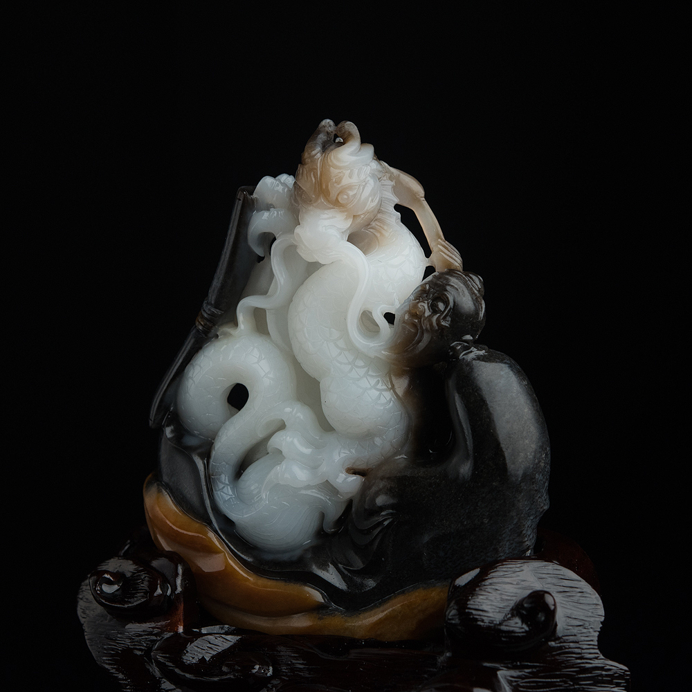 和田玉画龙点睛摆件-红掌柜