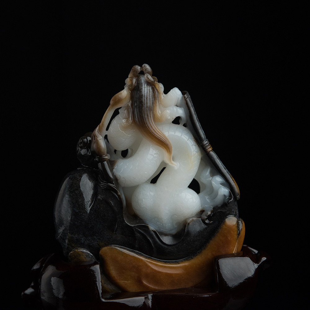 天然和田玉画龙点睛摆件-红掌柜