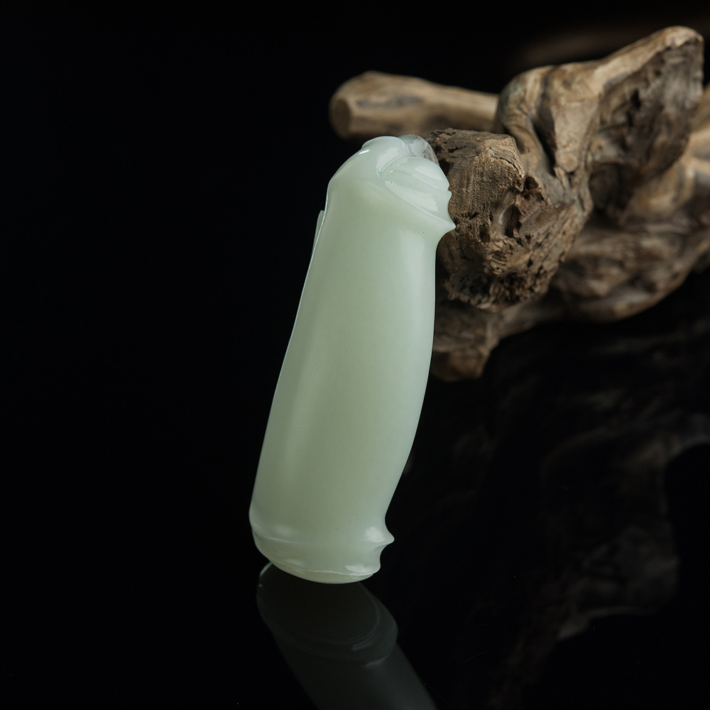 山料和田玉竹节吊坠-红掌柜