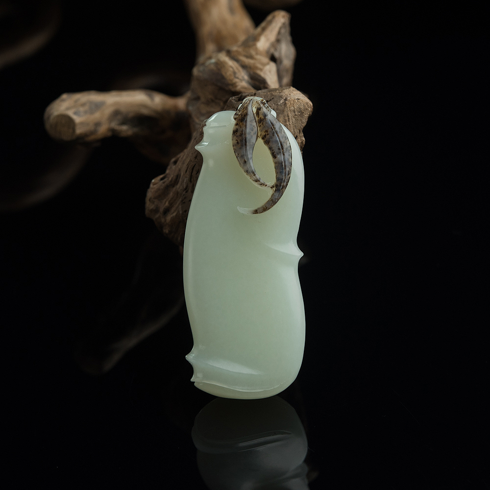 和田玉竹节吊坠-红掌柜