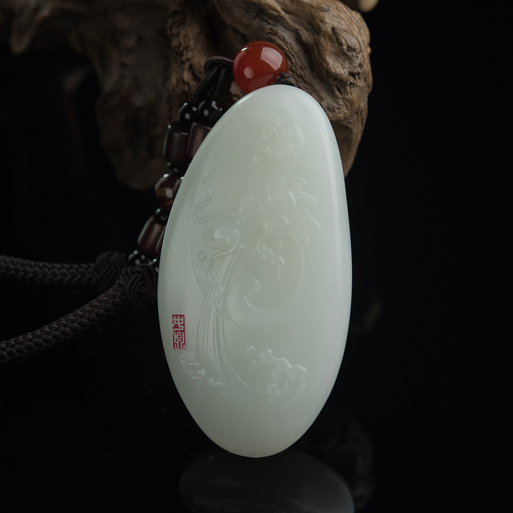 山料和田玉金龙吐水手把件-红掌柜