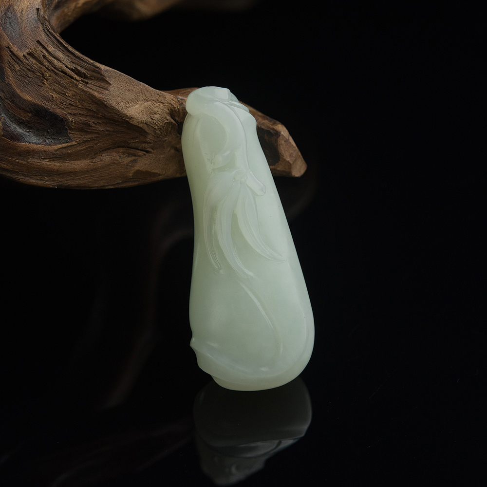 和田白玉竹节吊坠-红掌柜