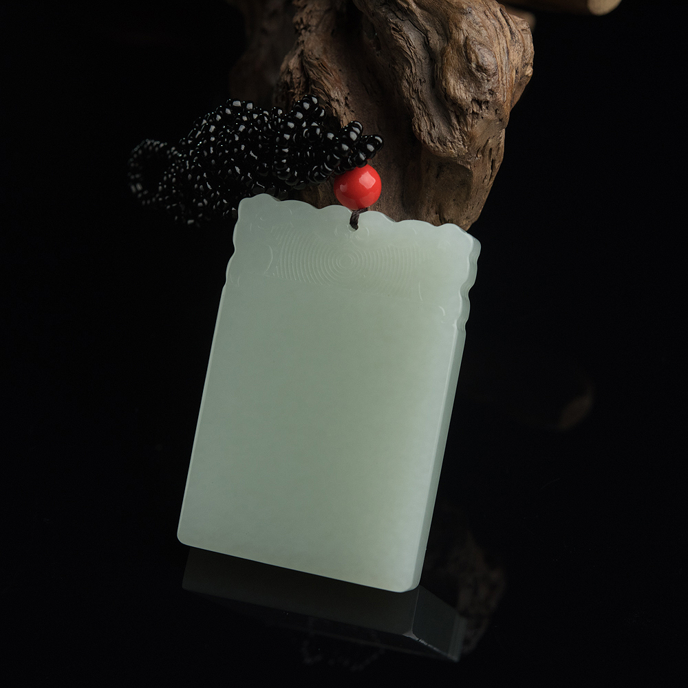 山料和田玉平安无事牌吊坠-红掌柜