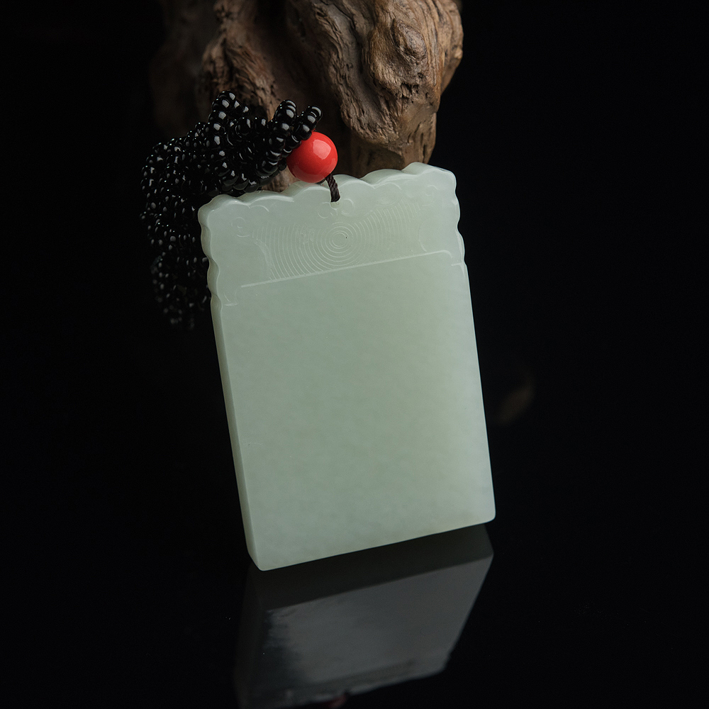 天然和田玉平安无事牌吊坠-红掌柜