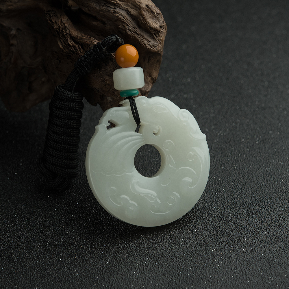 和田白玉仿古龙凤扣吊坠-红掌柜