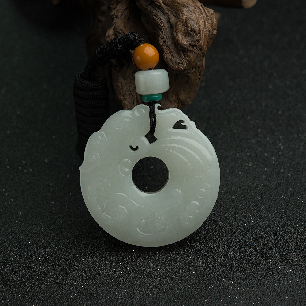 和田玉仿古龙凤扣吊坠-红掌柜