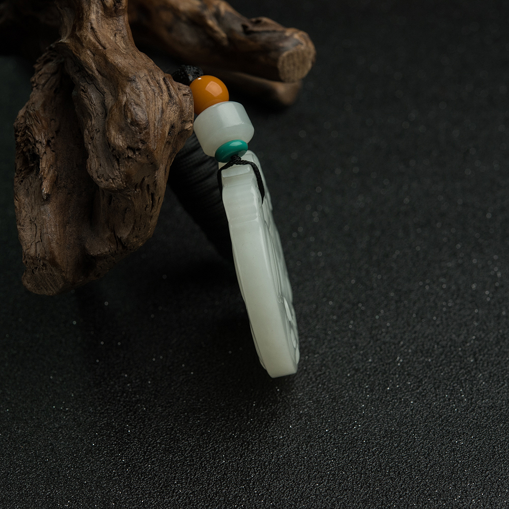 天然和田玉仿古龙凤扣吊坠-红掌柜