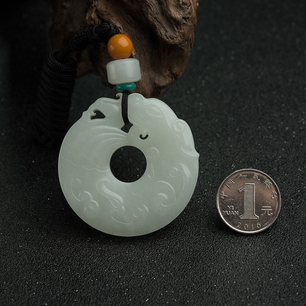 和田玉仿古龙凤扣挂坠-红掌柜