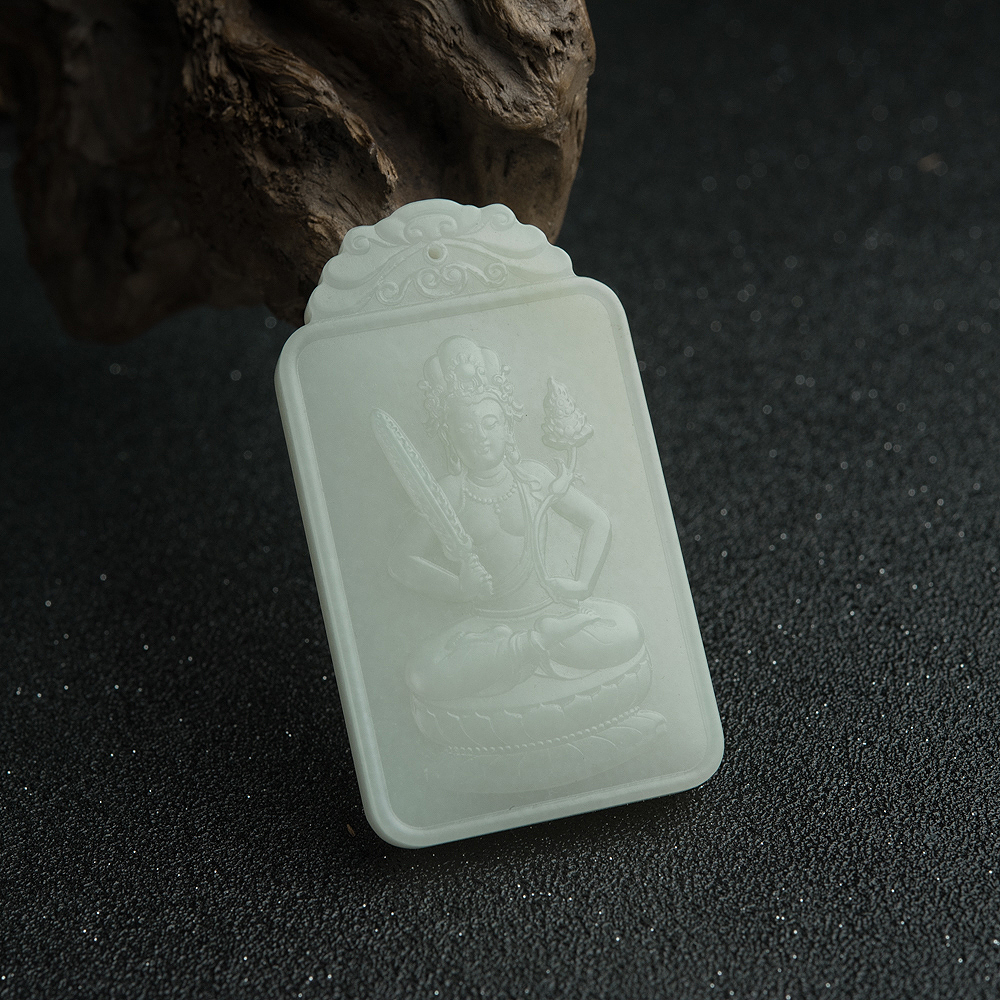 和田青白玉虚空藏菩萨吊坠-红掌柜