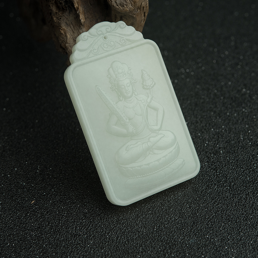 天然和田青玉虚空藏菩萨吊坠-红掌柜