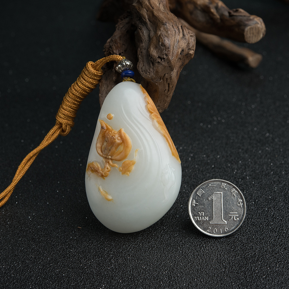 俄罗斯天然和田玉连生贵子吊坠-红掌柜