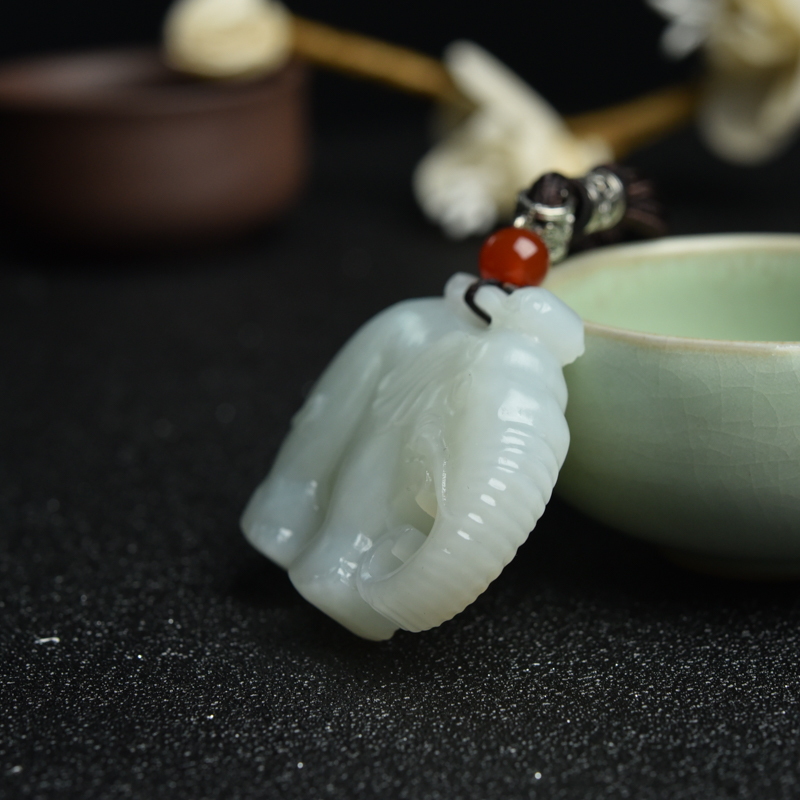山料和田白玉吉祥如意吊坠-红掌柜