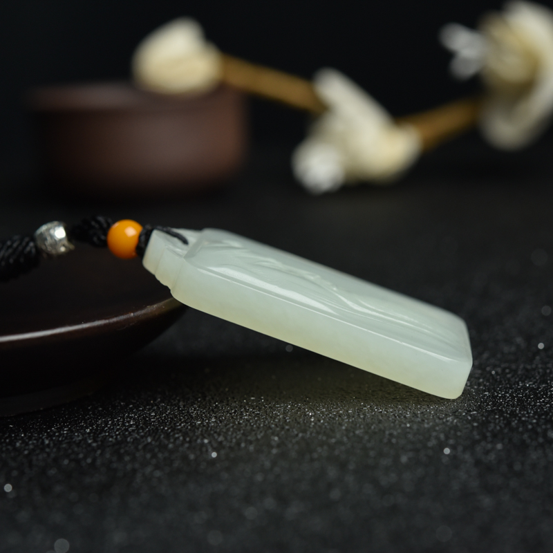 俄料天然山料和田白玉吊坠-红掌柜