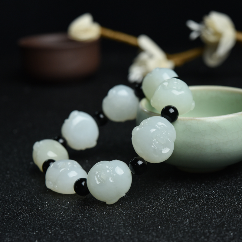 天然和田白玉佛头单圈手串-红掌柜