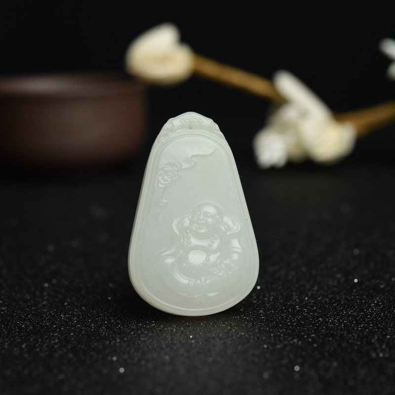 天然山料和田白玉福在眼前吊坠-红掌柜