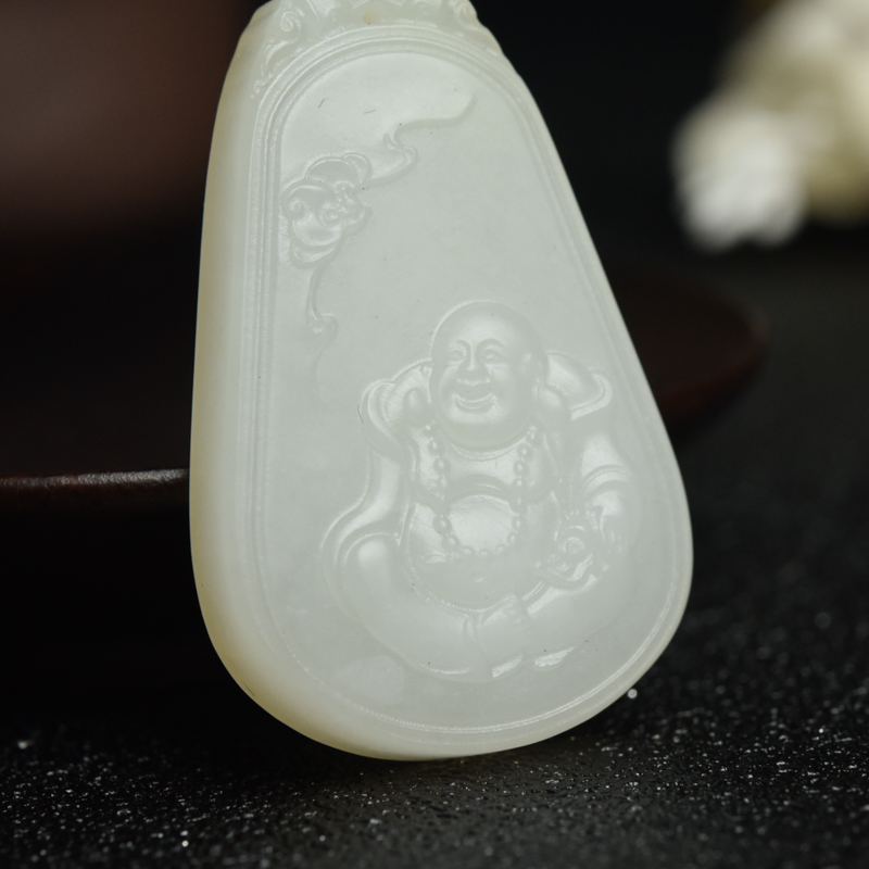 和田白玉福在眼前吊坠-红掌柜