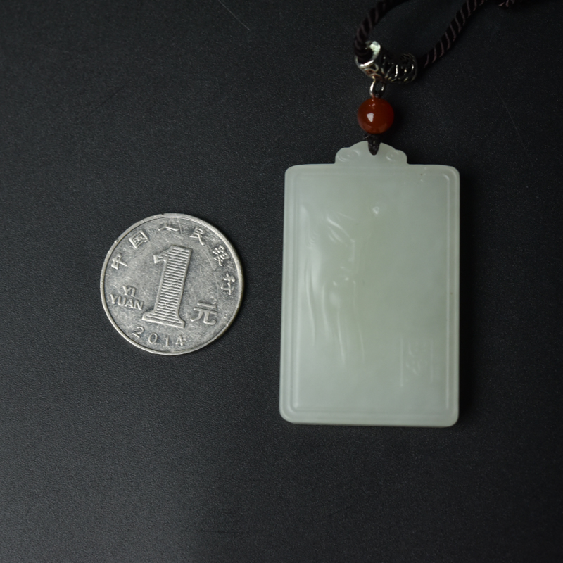 山料和田白玉关公吊坠-红掌柜