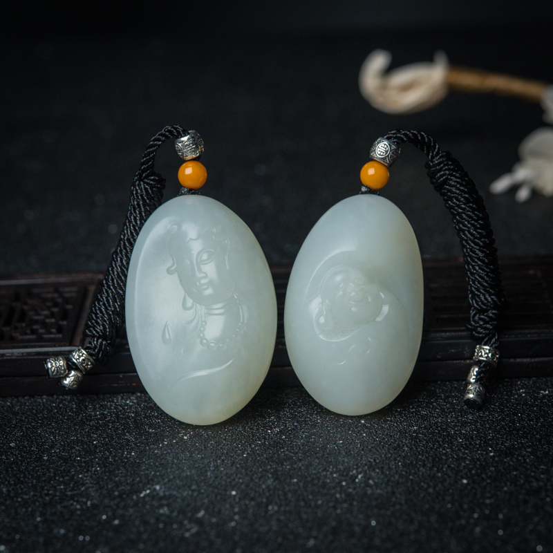 山料和田白玉观音/佛吊坠（两件）-红掌柜