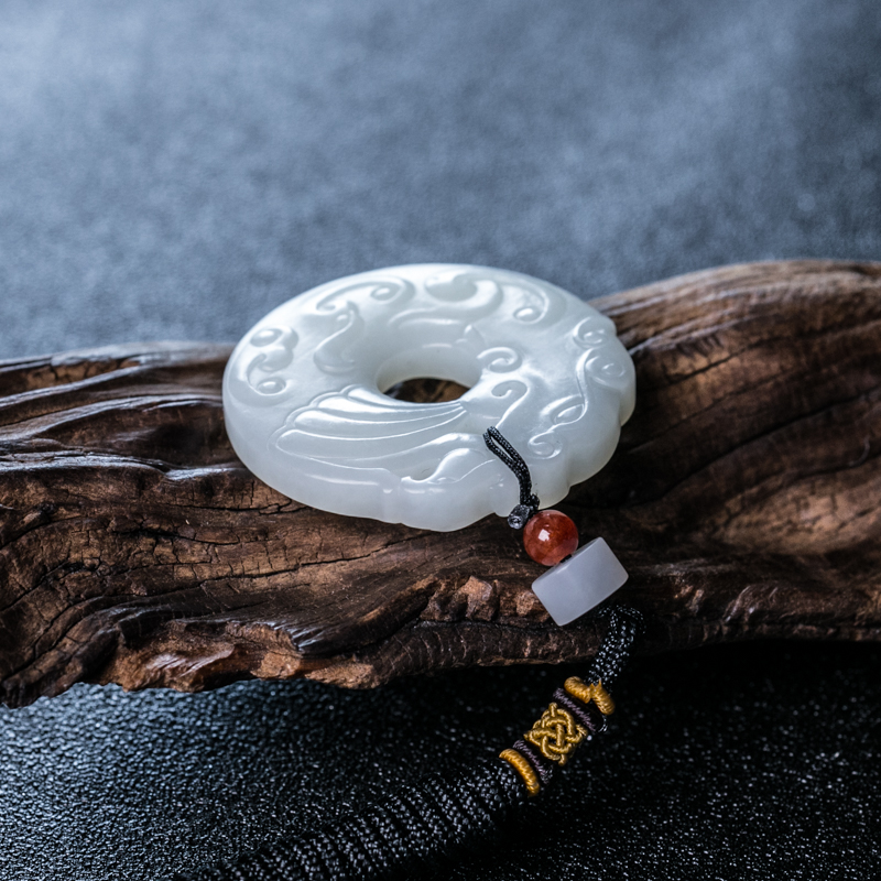 俄罗斯和田玉龙仿古平安扣吊坠-红掌柜