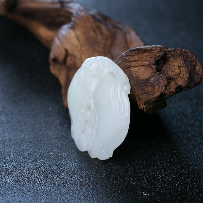 和田白玉镂雕双鱼吊坠-红掌柜