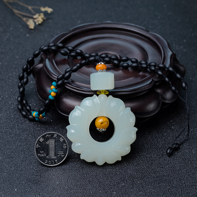 和田白玉莲花扣-红掌柜